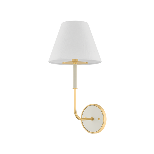 Wedgewood Wall Sconce - 1-Light - Aged Brass/Off-White by Hudson Valley Lighting