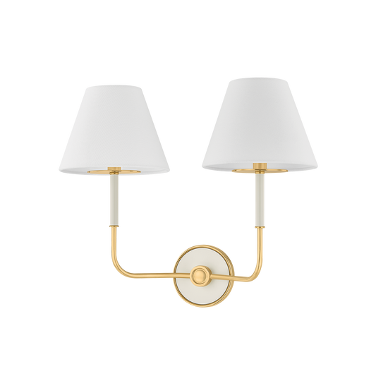 Wedgewood Wall Sconce - 2-Light - Aged Brass/Off-White by Hudson Valley Lighting