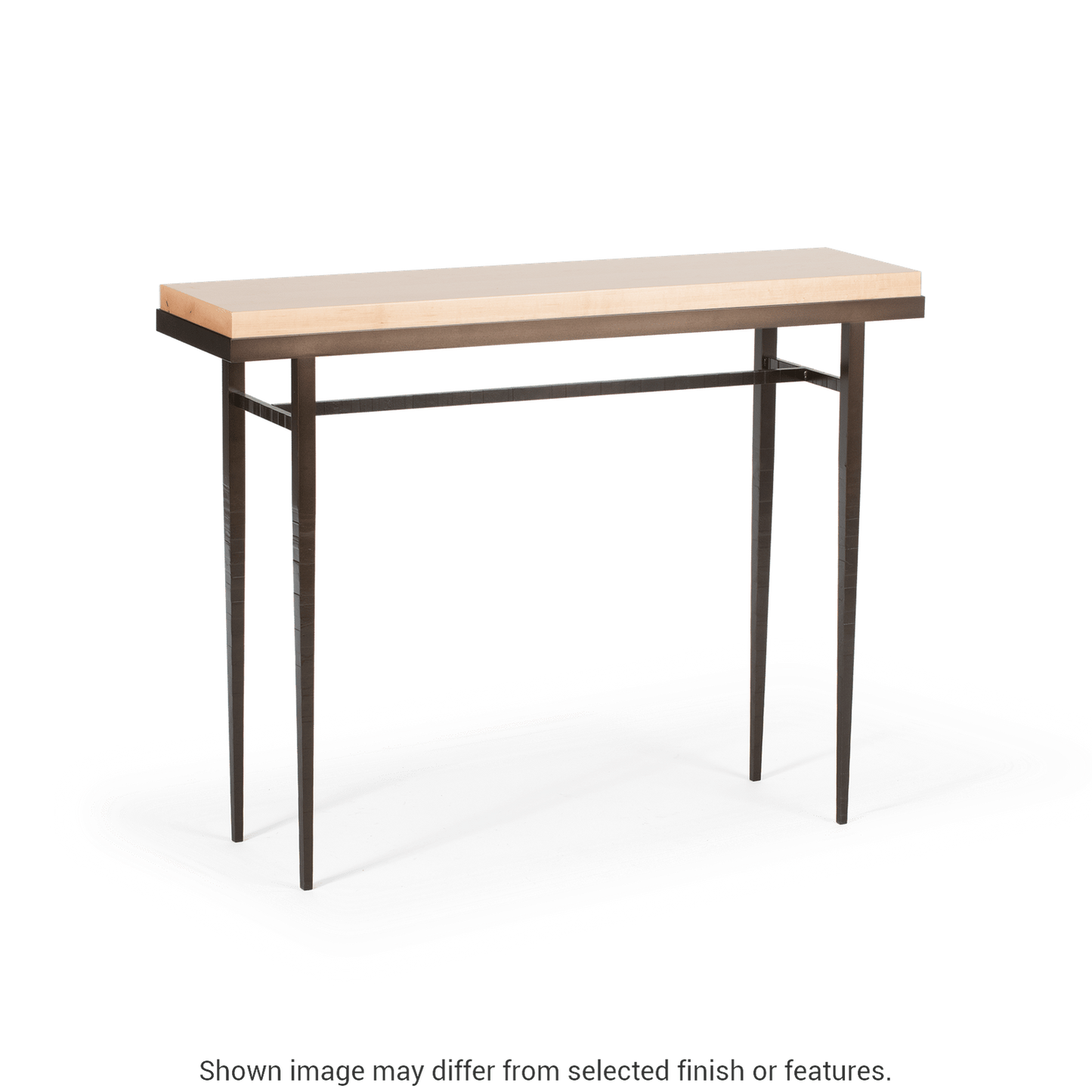 Wick 42" Console Table - Dark Smoke - Maple Natural Wood Top Accent by Hubbardton Forge