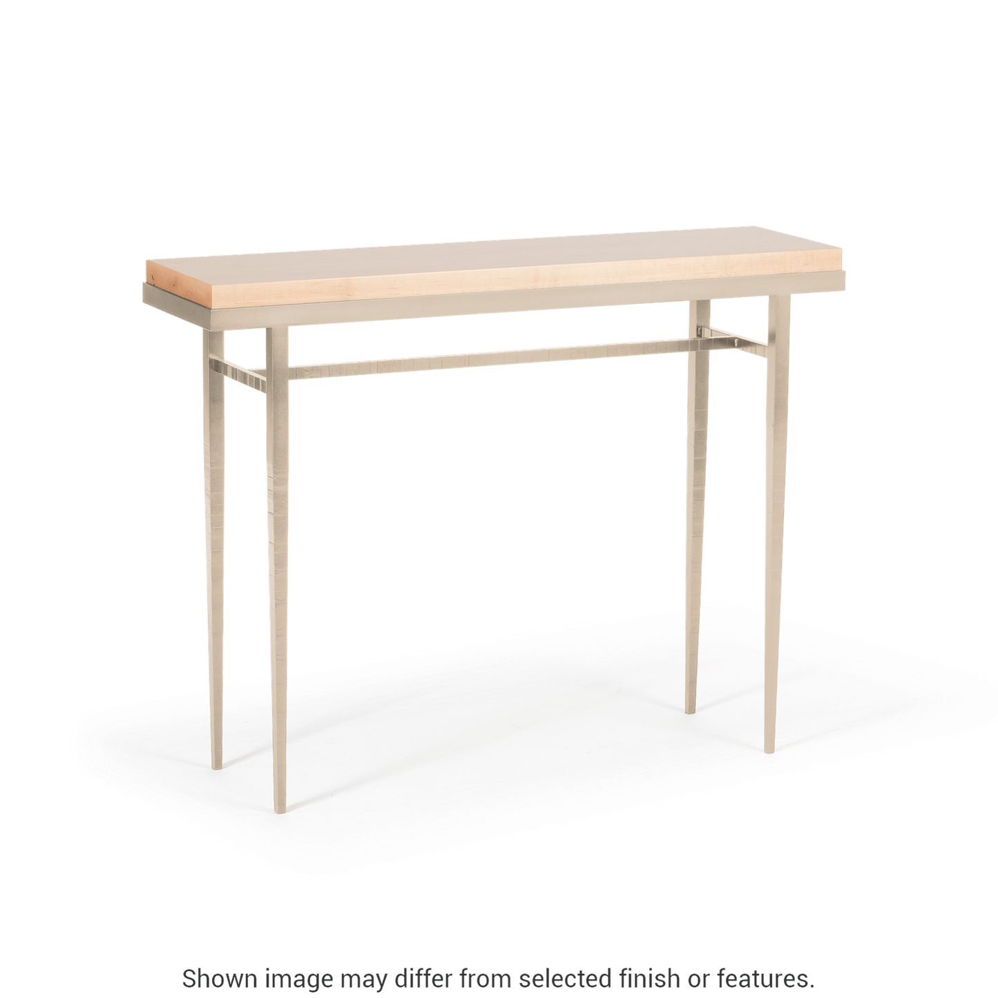Wick 42" Console Table - Soft Gold - Maple Natural Wood Top Accent by Hubbardton Forge