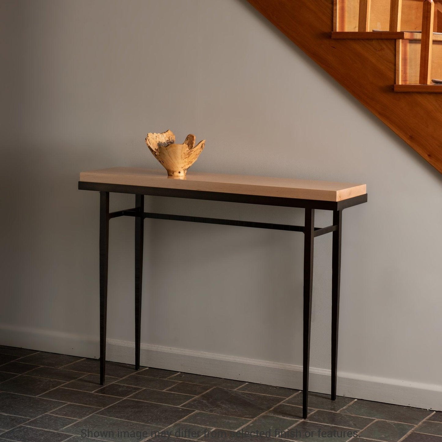 Wick 42" Console Table - White - Maple Natural Wood Top Accent by Hubbardton Forge