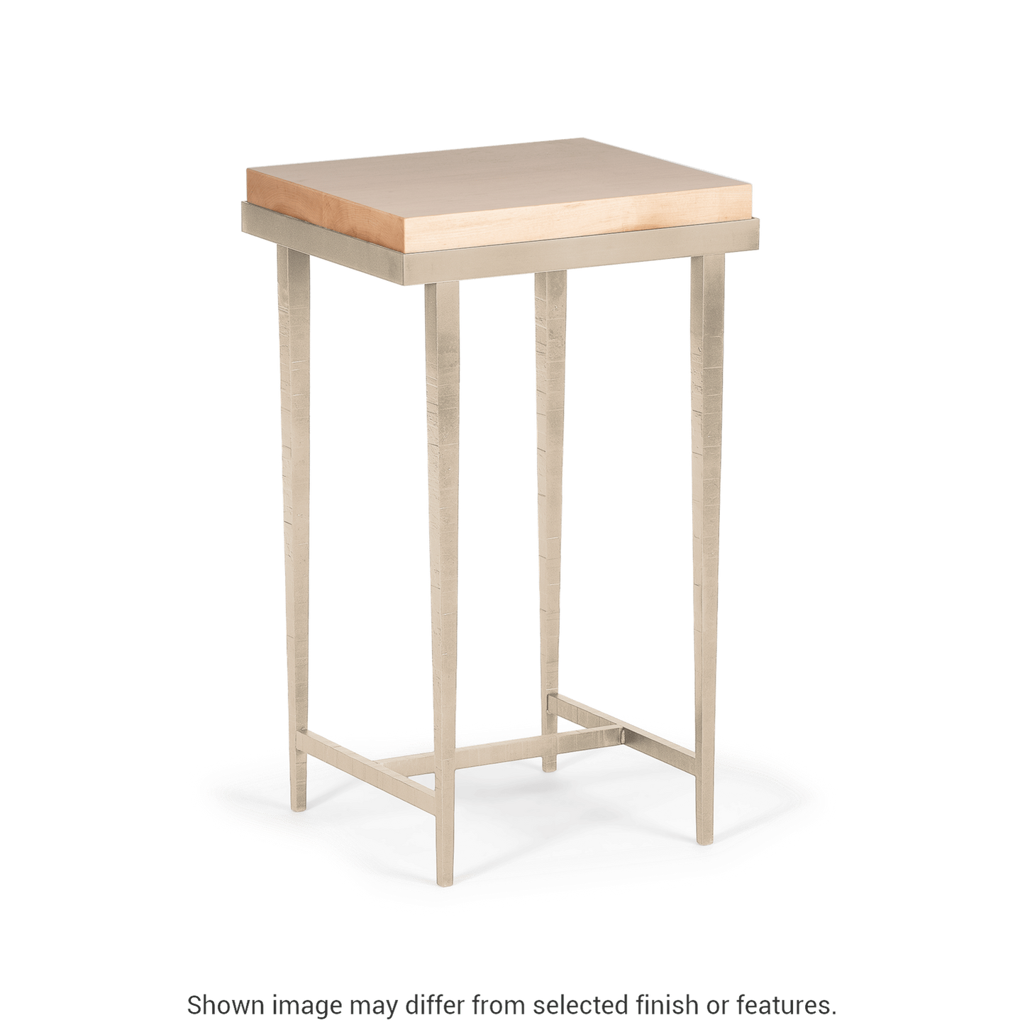 Wick Side Table - Soft Gold - Maple Natural Wood Top Accent by Hubbardton Forge