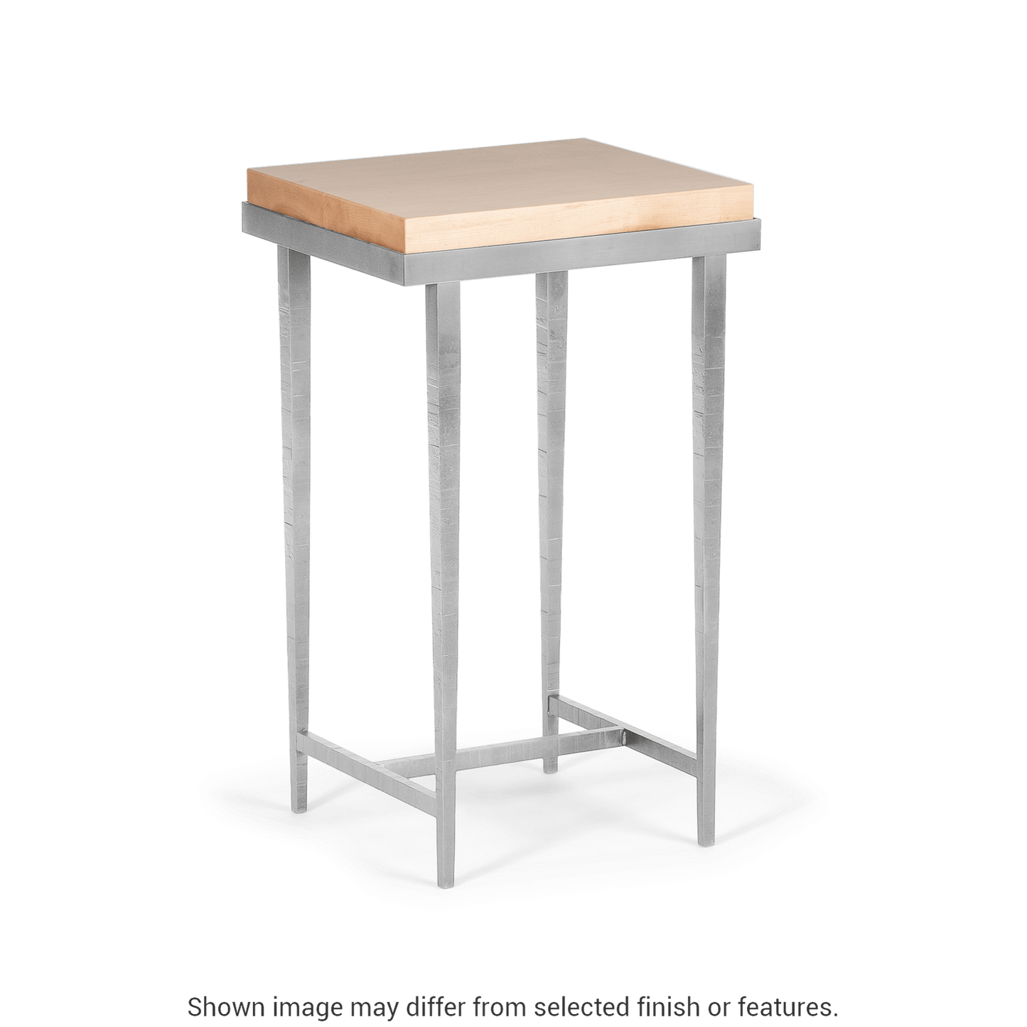 Wick Side Table - Vintage Platinum - Maple Natural Wood Top Accent by Hubbardton Forge