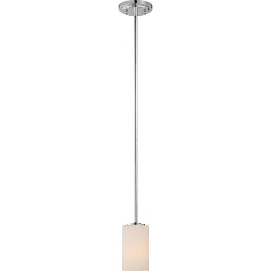 Willow - 1 Light Mini Pendant with White Glass - Polished Nickel Finish - Satco 60-5808