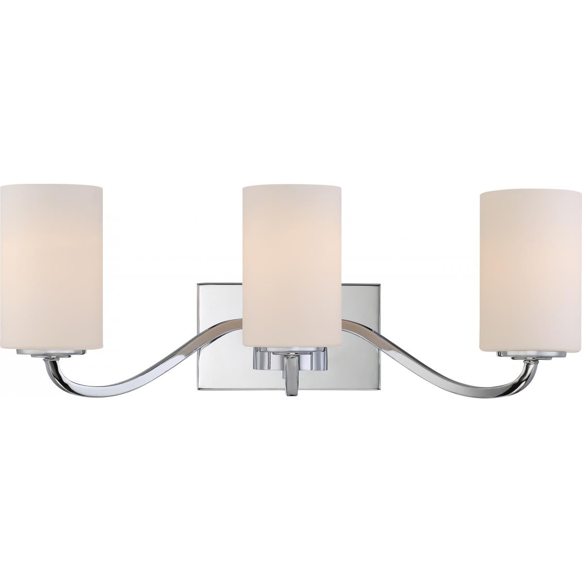 Willow - 3 Light Vanity with White Glass - Polished Nickel Finish - Satco 60-5803