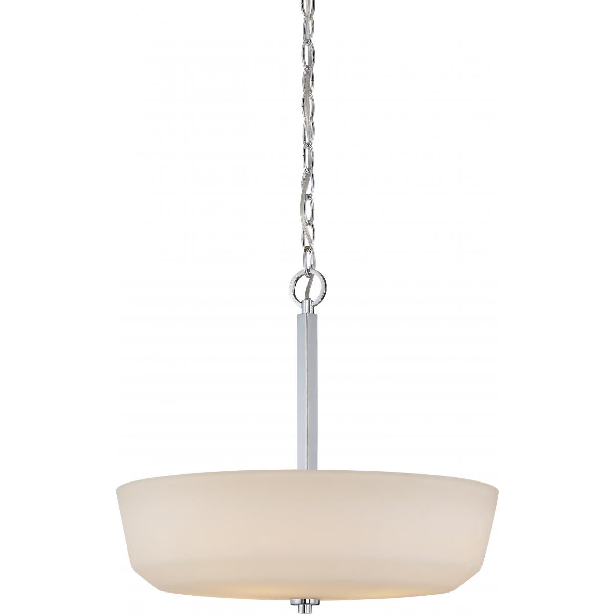 Willow - 4 Light Pendant with White Glass - Polished Nickel Finish - Satco 60-5807