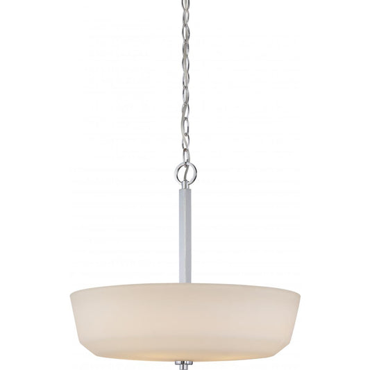 Willow - 4 Light Pendant with White Glass - Polished Nickel Finish - Satco 60-5807