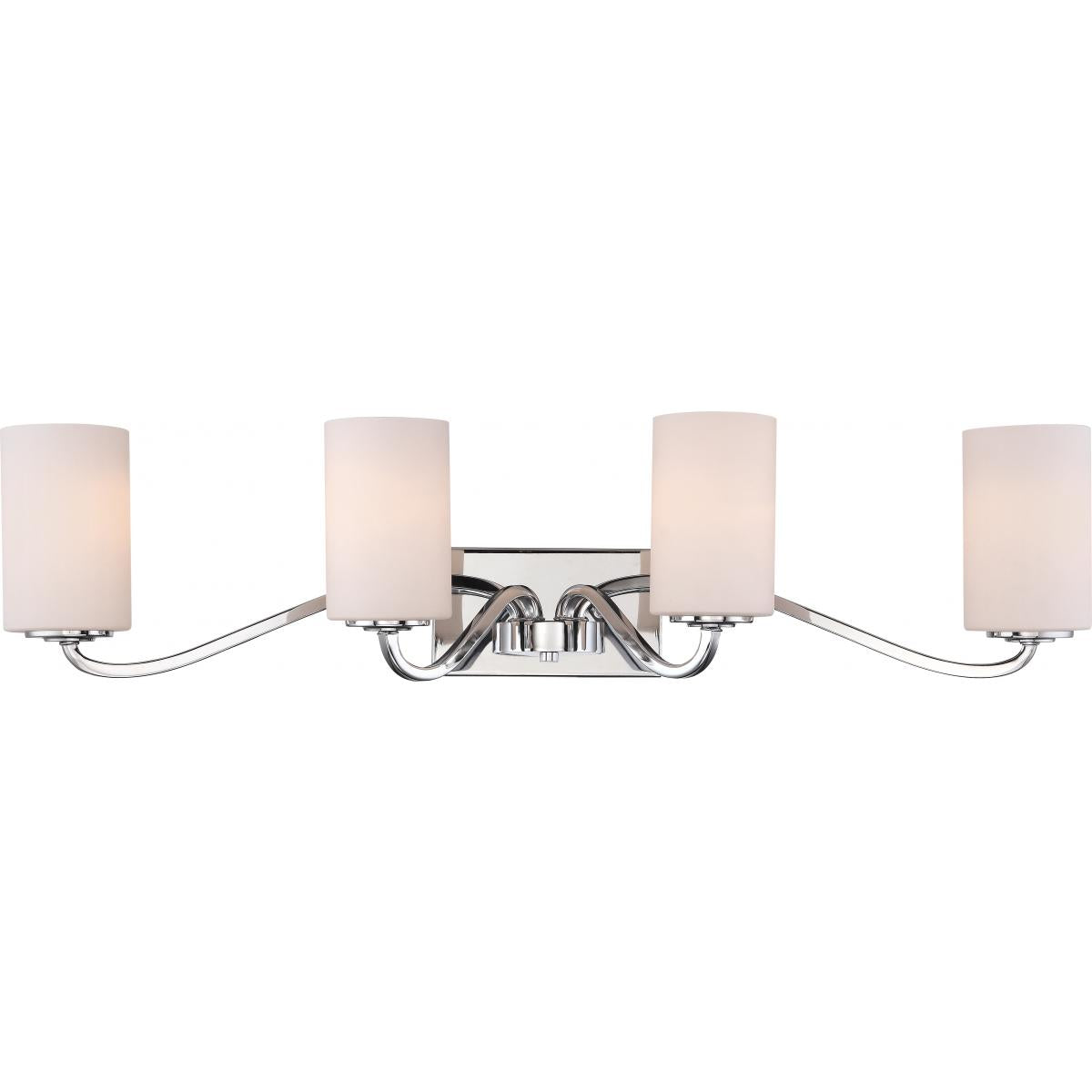 Willow - 4 Light Vanity with White Glass - Polished Nickel Finish - Satco 60-5871