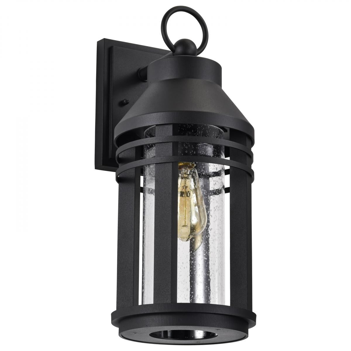 Wilton - 1 Light Large Wall Lantern - Matte Black with Clear Seeded Glass - Satco 60-8103
