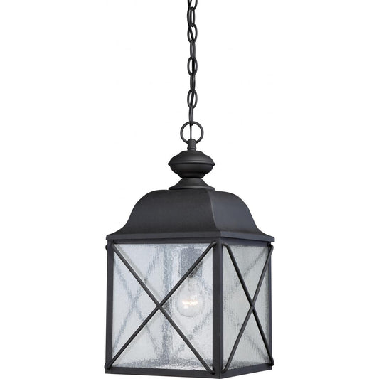 Wingate - 1 Light - Hanging Lantern with Clear Seed Glass - Textured Black Finish - Satco 60-5624