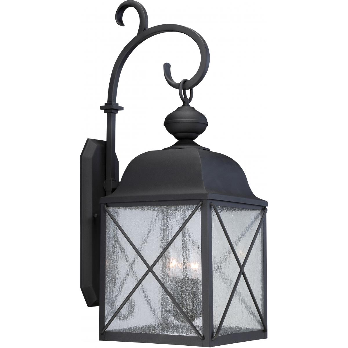 Wingate - 3 Light - 30'' Wall Lantern with Clear Seed Glass - Textured Black Finish - Satco 60-5623