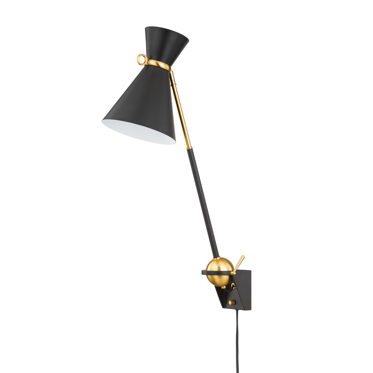 Winsted Plug-In Sconce - Aged Brass/Soft Black by Hudson Valley Lighting