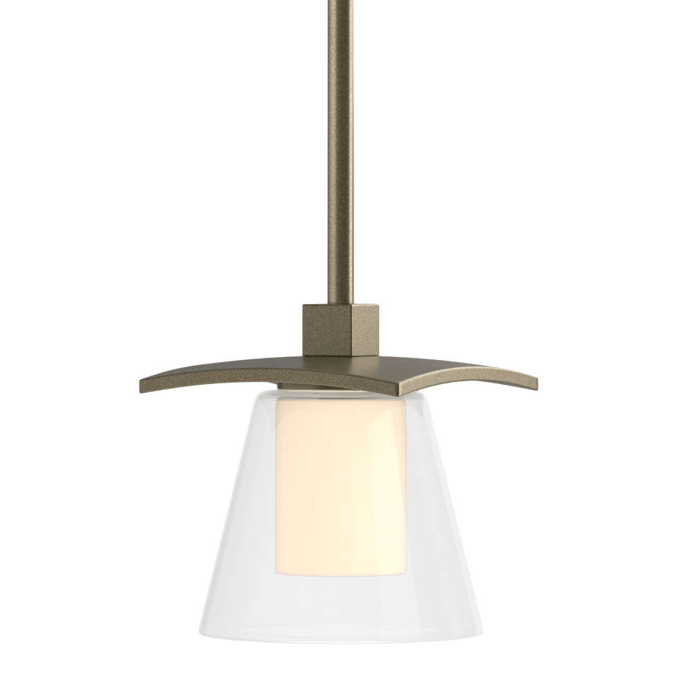 Wren Mini Pendant - Soft Gold - Opal and Clear Glass by Hubbardton Forge