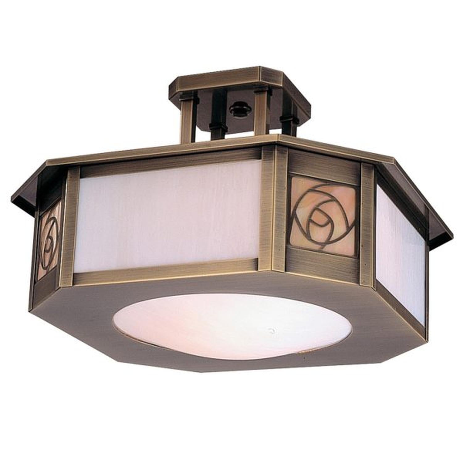 Arroyo Craftsman semi-flush mount lights collection with handcrafted fixtures that blend classic Arts and Crafts design with versatile ceiling lighting for hallways, bedrooms, and living areas