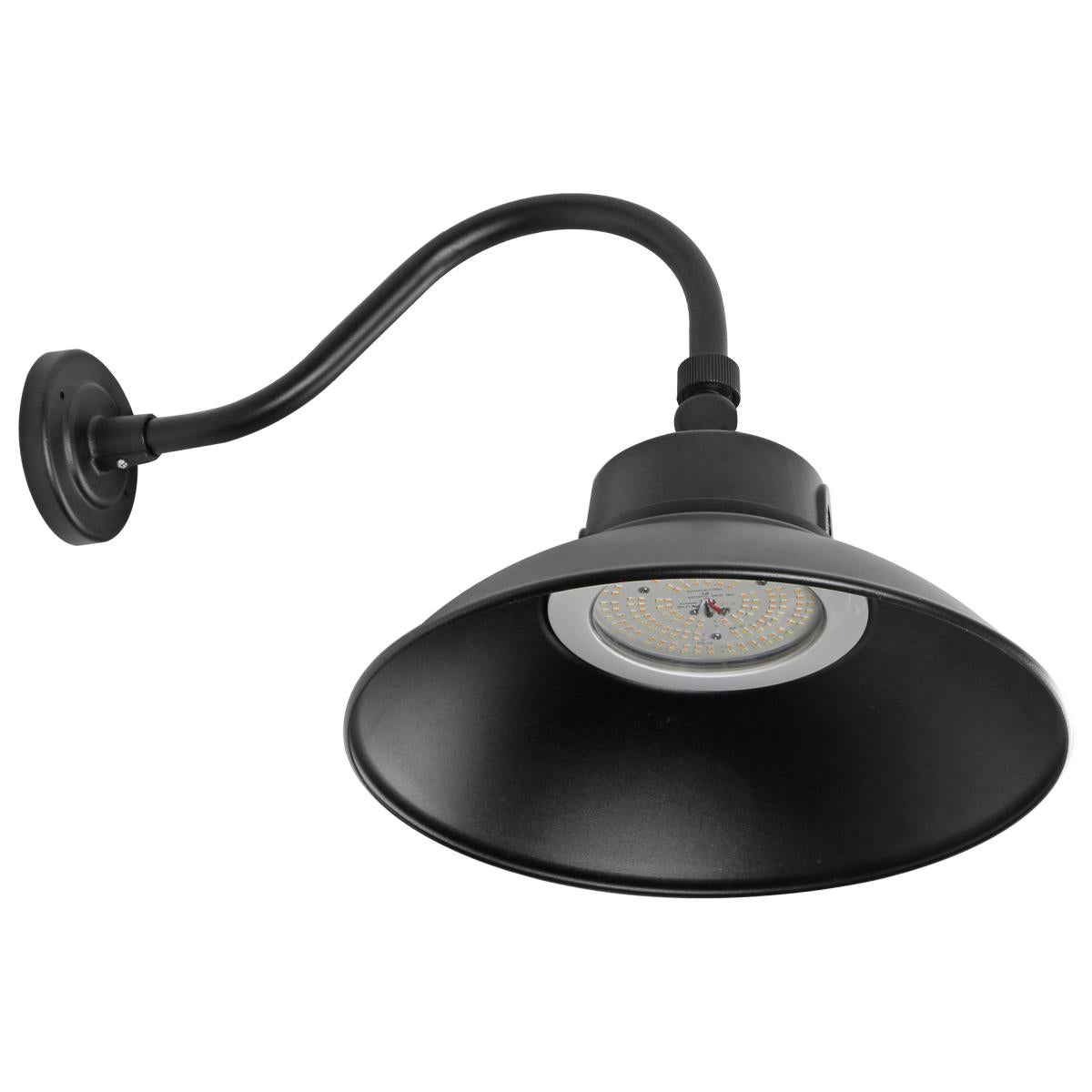 Gooseneck lights collection featuring classic curved arm fixtures ideal for storefronts, signage, barns, and outdoor lighting applications