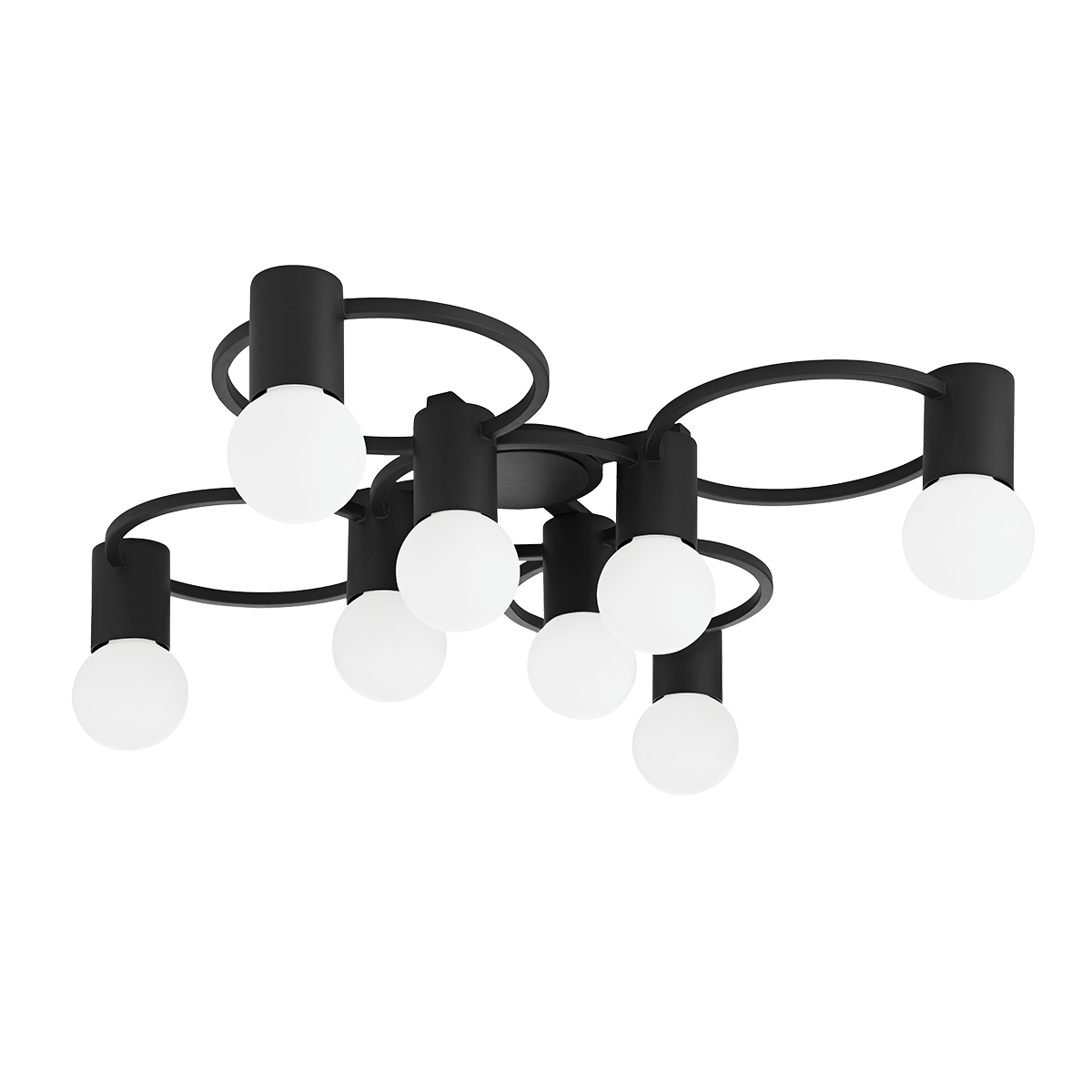 Black living room lighting image alt: matte black ceiling, floor, and table lights with linen or opal shades for calm, layered illumination.