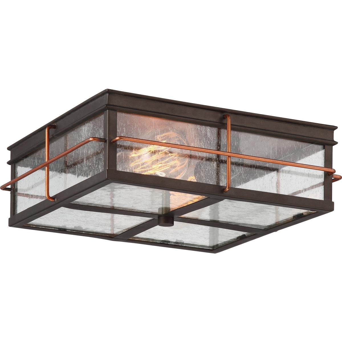 Two-tone outdoor ceiling lights collection featuring mixed-metal flush and semi-flush designs with sealed housings for coordinated, weather-ready porches and breezeways