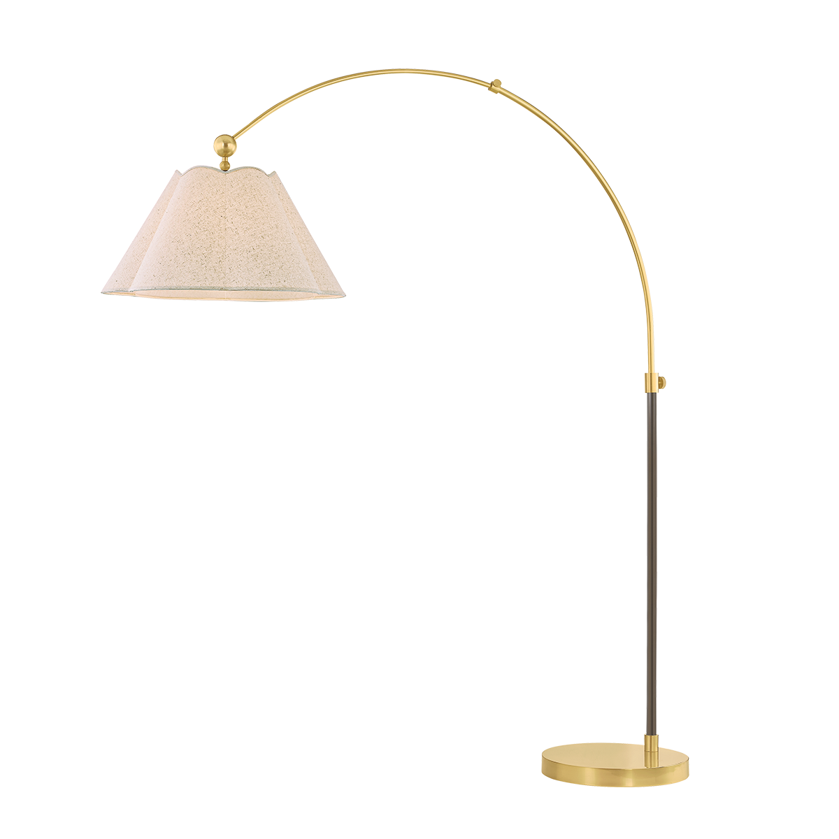 Two-tone floor lamps collection featuring mixed-metal stems and heads in black with brass and nickel with bronze for cohesive spaces