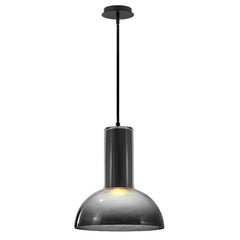 Ombra 19" Large Pendant Light by Fredrick Ramond - Cased Opal/Smoked Glass, Dimmable, LED Compatible