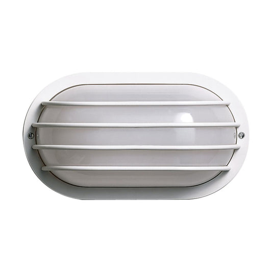 1 Light - 10" Oval Cage Polysynthetic Body and Lens - White Finish - Satco SF77-858