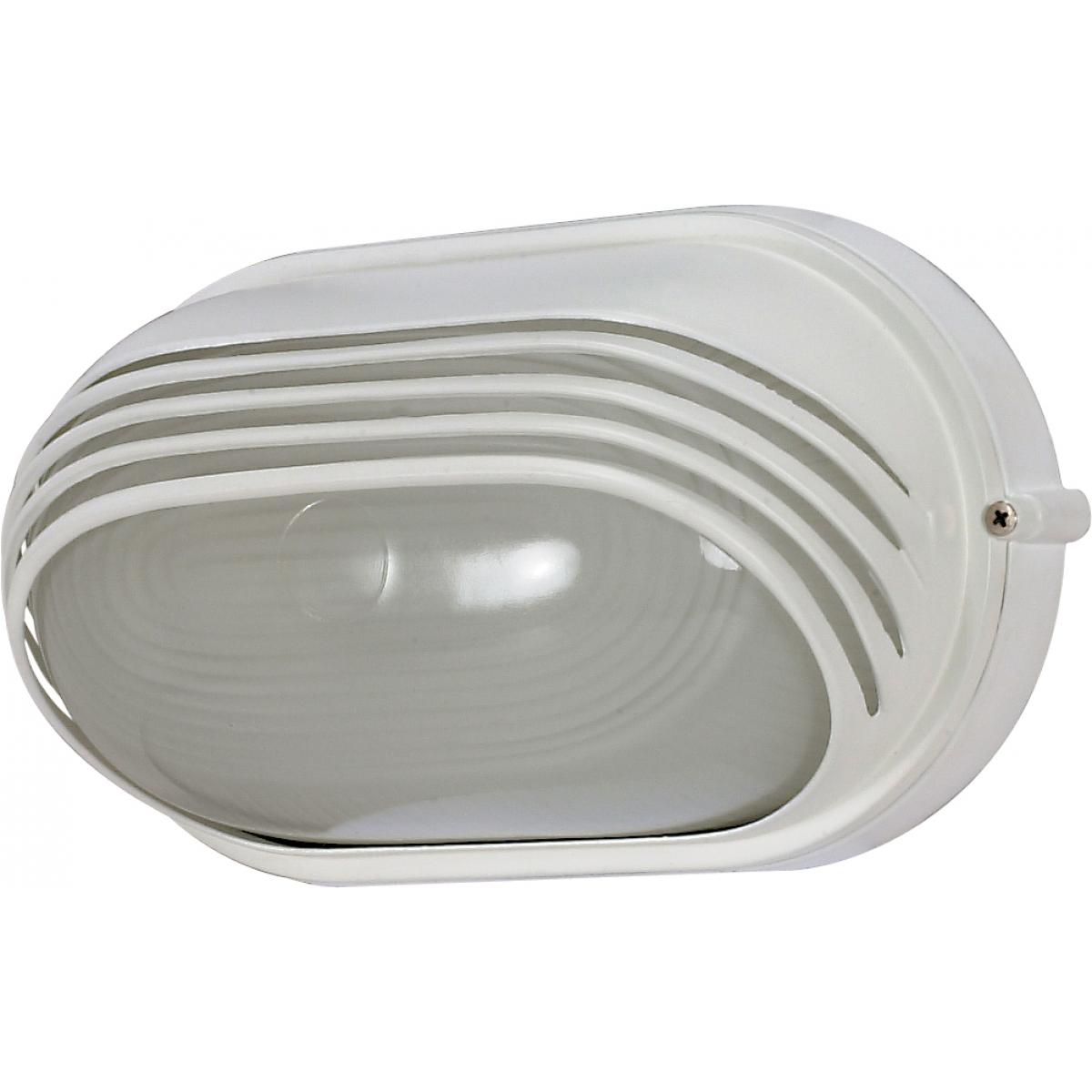 1 Light - 10" Oval Hood Bulkhead - Semi Gloss White Finish - Satco 60-522