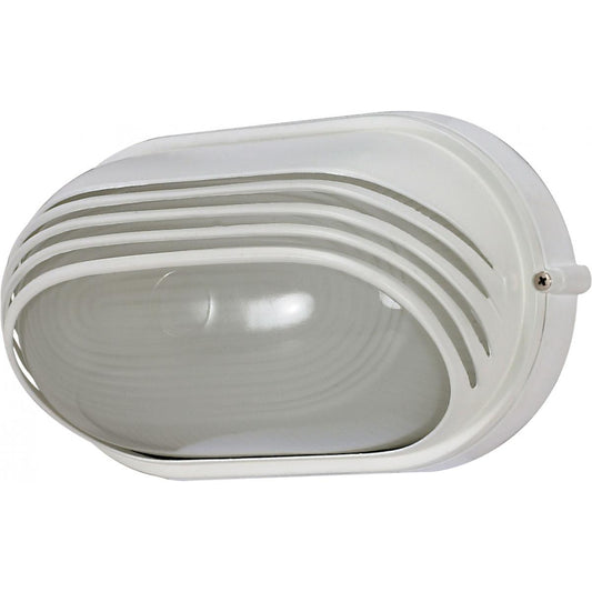 1 Light - 10" Oval Hood Bulkhead - Semi Gloss White Finish - Satco 60-522
