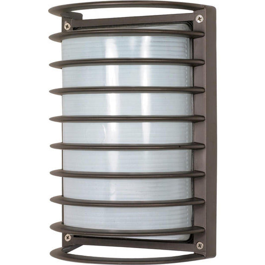 1 Light - 10'' Rectangle Cage Bulkhead - Architectural Bronze Finish - Satco 60-533