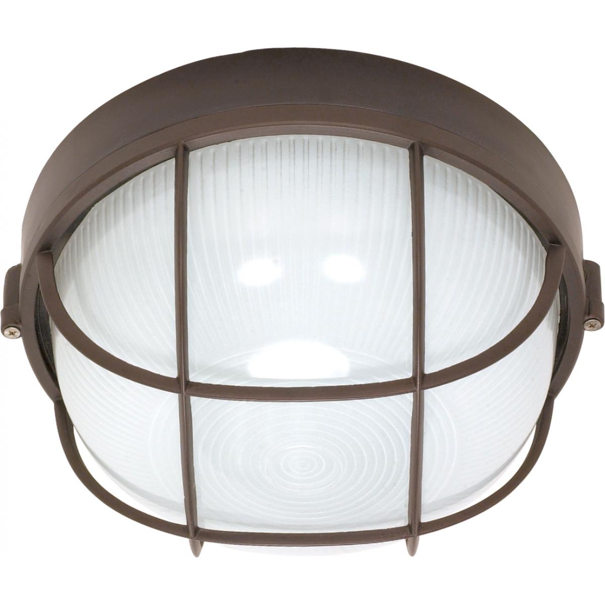 1 Light - 10'' Round Cage Bulkhead - Architectural Bronze Finish - Satco 60-519