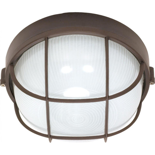 1 Light - 10'' Round Cage Bulkhead - Architectural Bronze Finish - Satco 60-519