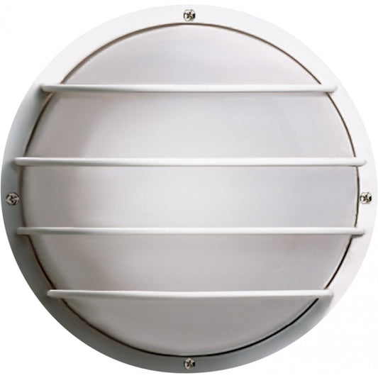 1 Light - 10" Round Cage Polysynthetic Body and Lens - White Finish - Satco SF77-861