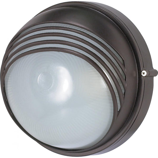 1 Light - 10'' Round Hood Bulkhead - Architectural Bronze Finish - Satco 60-521