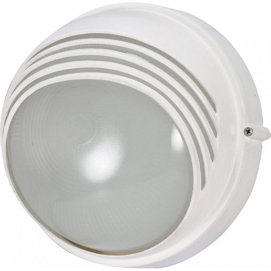1 Light - 10" Round Hood Bulkhead - Semi Gloss White Finish - Satco 60-520