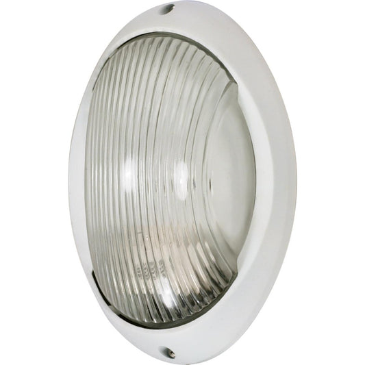 1 Light - 11" Large Oval Bulkhead - Semi Gloss White Finish - Satco 60-526