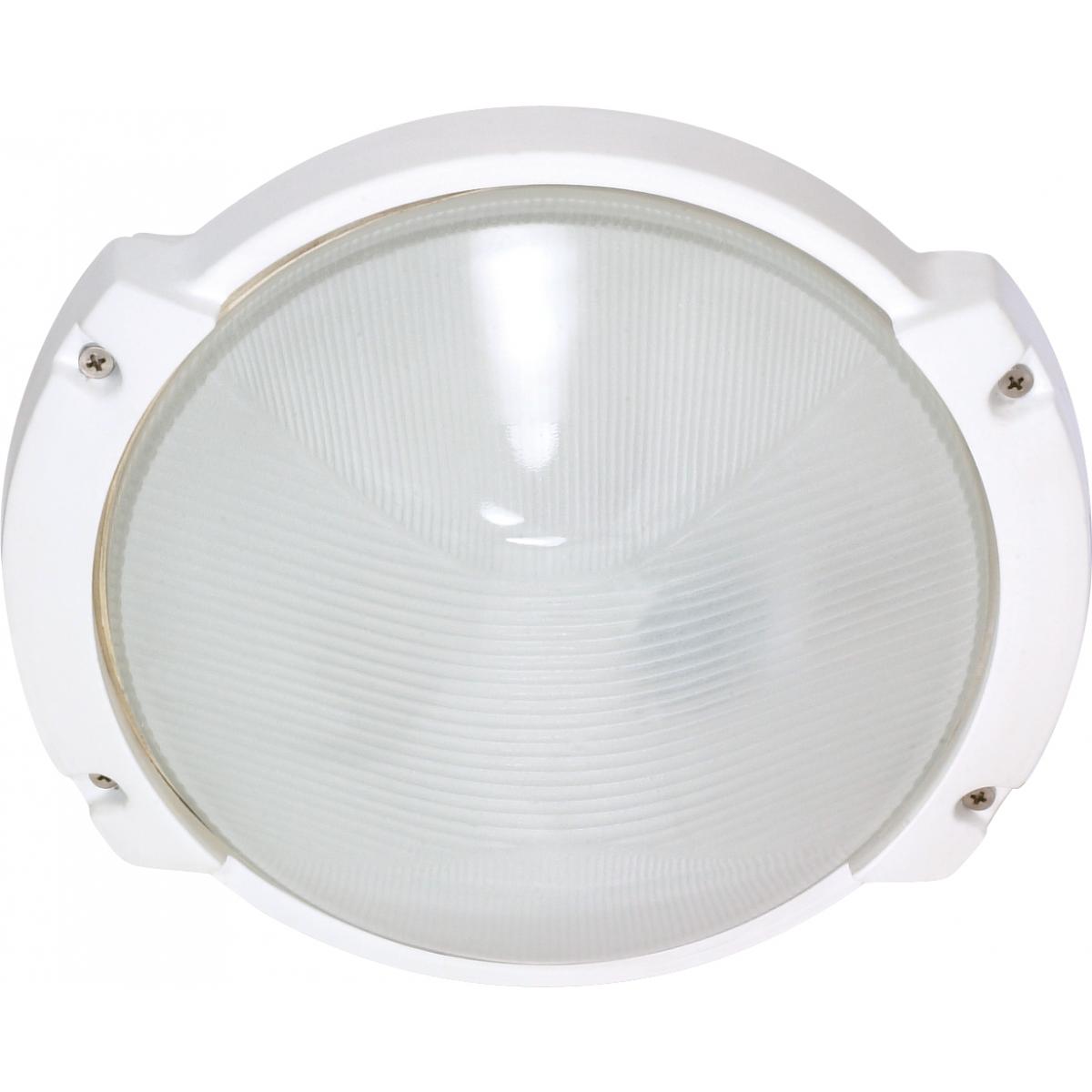 1 Light - 11" Oblong Round Bulkhead - Semi Gloss White Finish - Satco 60-516
