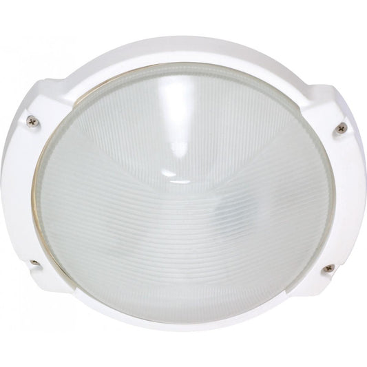 1 Light - 11" Oblong Round Bulkhead - Semi Gloss White Finish - Satco 60-516