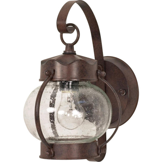 1 Light 11" - Onion Lantern with Clear Seeded Glass - Old Bronze Finish - Satco 60-631