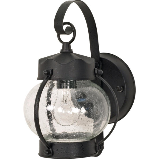 1 Light 11" - Onion Lantern with Clear Seeded Glass - Textured Black Finish - Satco 60-632