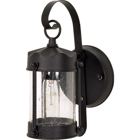 1 Light 11" - Piper Lantern with Clear Seeded Glass - Textured Black Finish - Satco 60-635