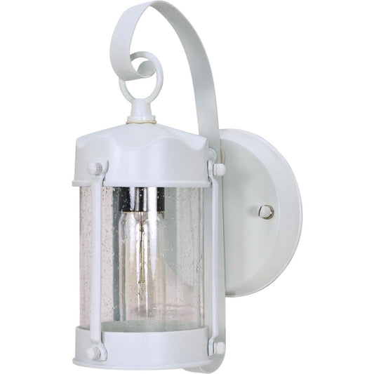 1 Light 11" - Piper Lantern with Clear Seeded Glass - White Finish - Satco 60-633