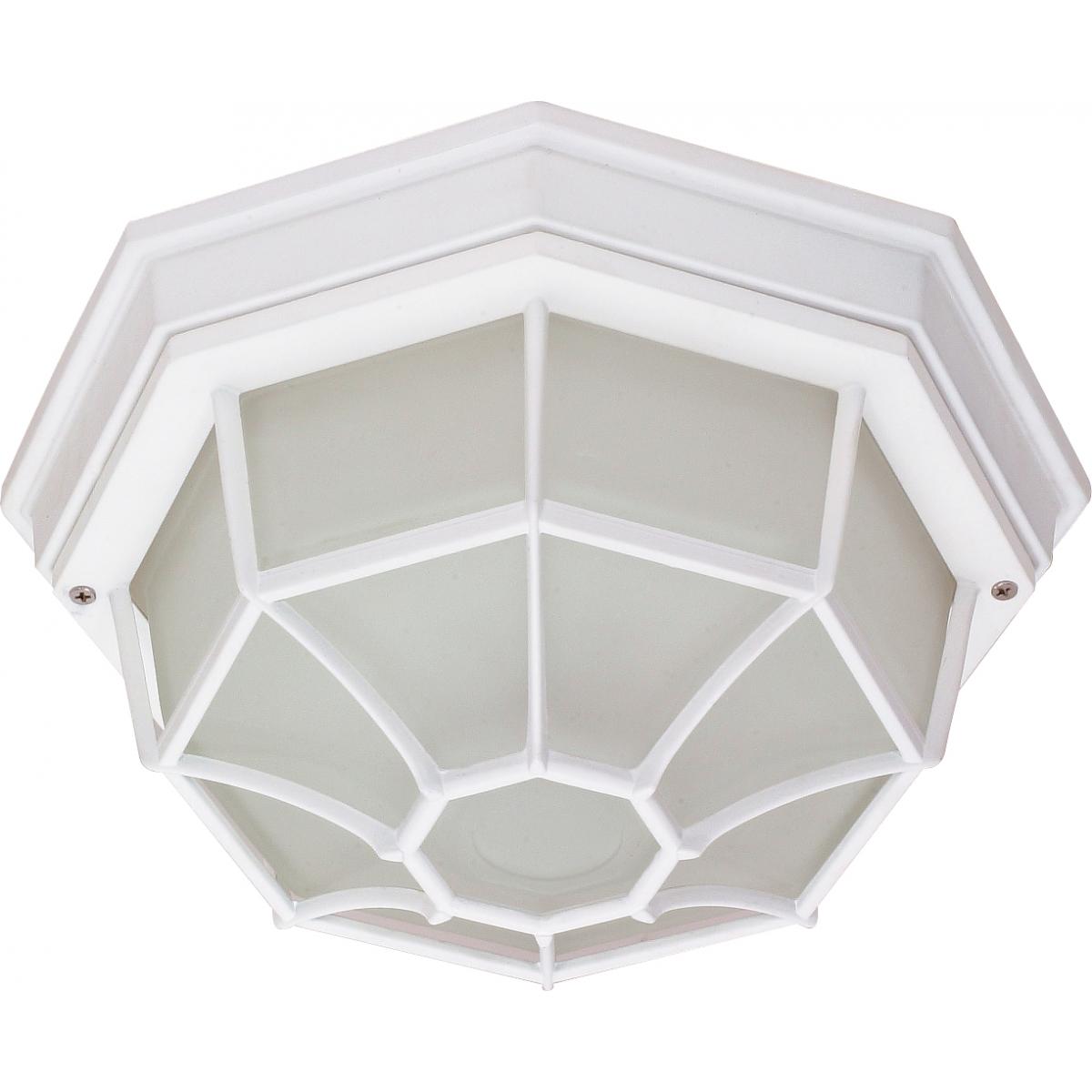 1 Light - 12" - Ceiling Spider Cage Fixture - Die Cast - Glass Lens - Color retail packaging - Satco 60-3450
