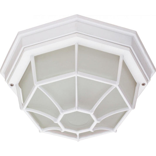 1 Light - 12" - Ceiling Spider Cage Fixture - Die Cast - Glass Lens - Color retail packaging - Satco 60-3450