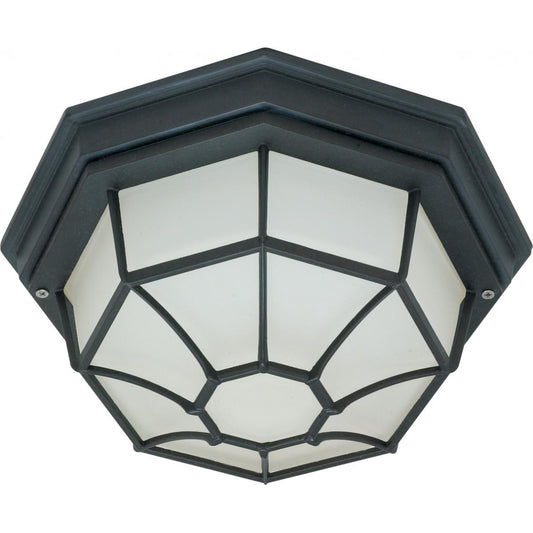 1 Light - 12" - Ceiling Spider Cage Fixture - Die Cast - Glass Lens - Color retail packaging - Satco 60-3452
