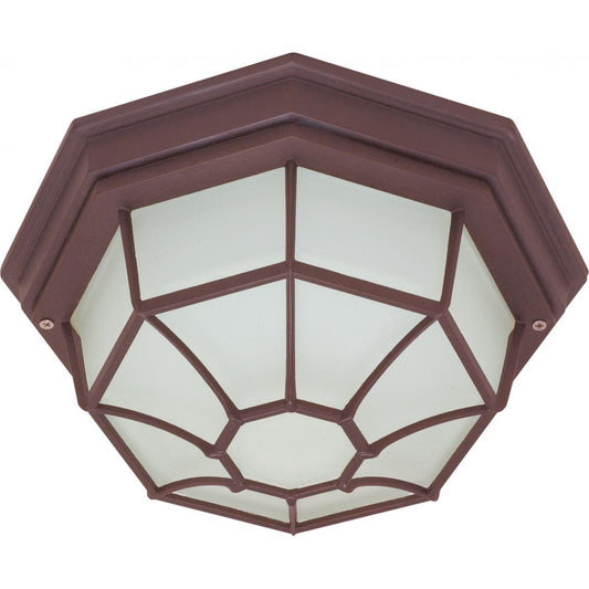1 Light - 12" - Ceiling Spider Cage Fixture - Die Cast - Glass Lens - Color retail packaging - Satco 60-3451