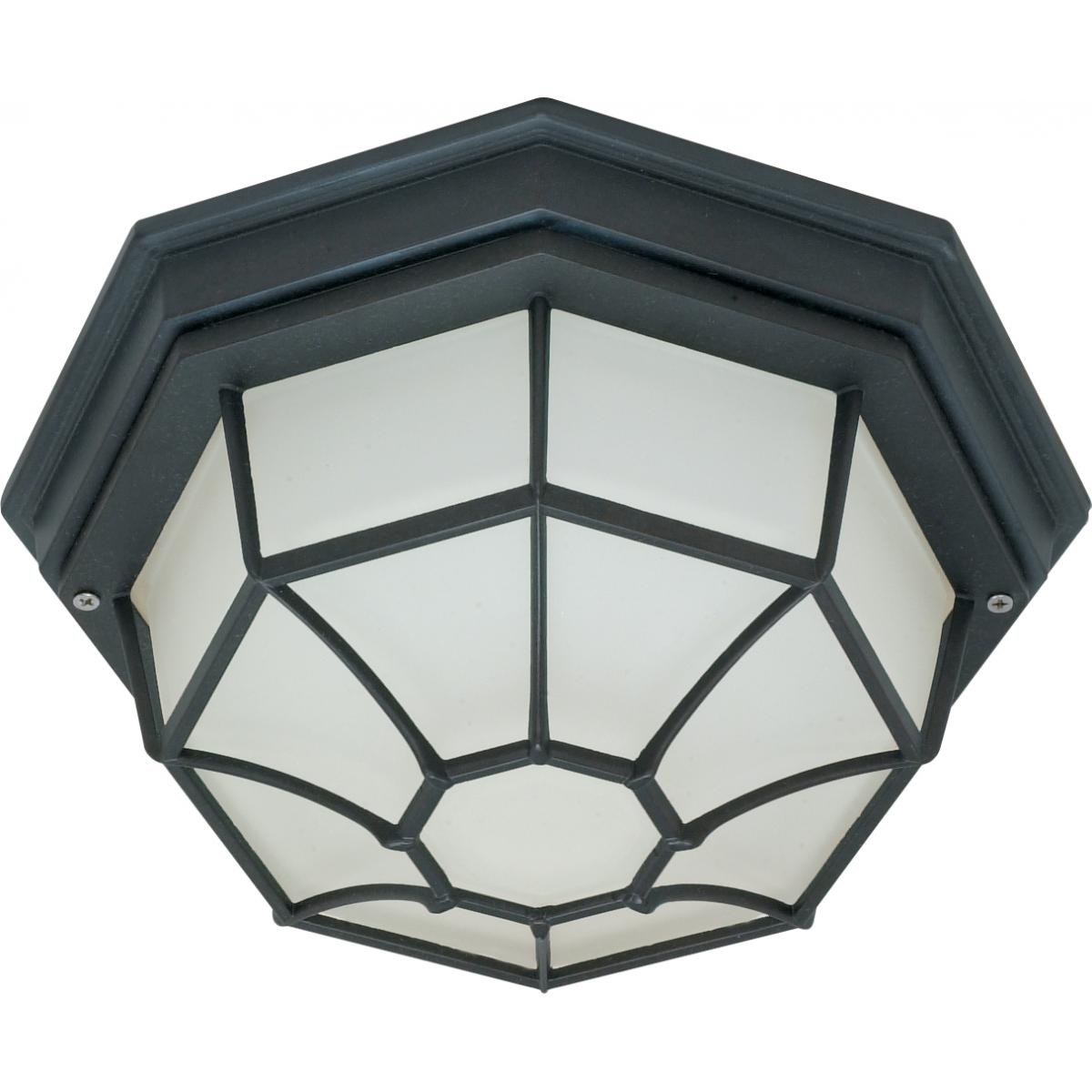 1 Light - 12" Flush Spider Cage with Glass Lens - Textured Black Finish - Satco 60-536