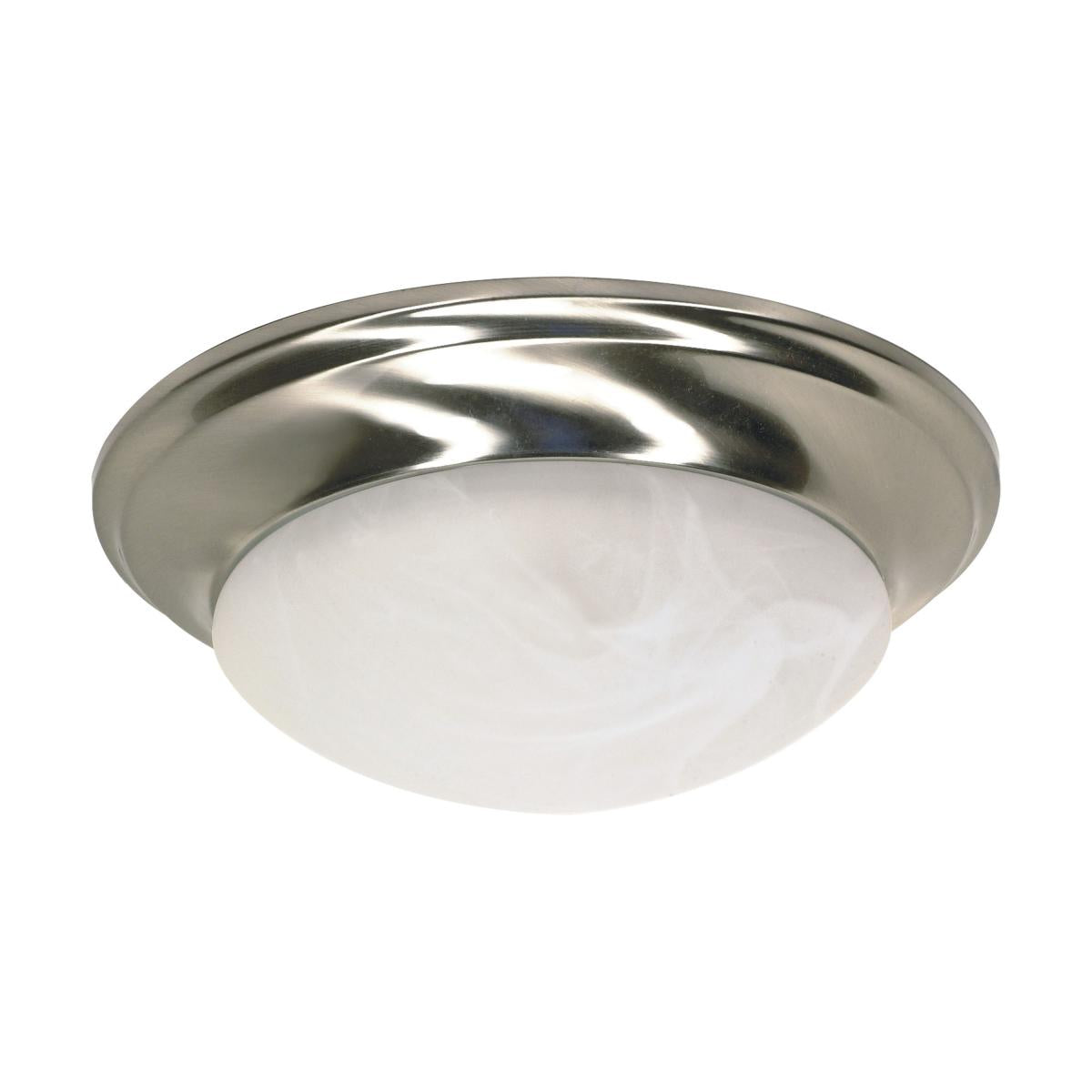 1 Light - 12" Flush with Alabaster Glass - Brushed Nickel Finish - Satco 60-283