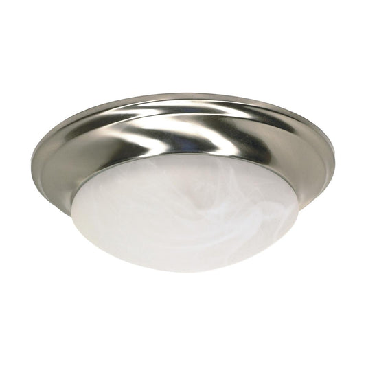 1 Light - 12" Flush with Alabaster Glass - Brushed Nickel Finish - Satco 60-283
