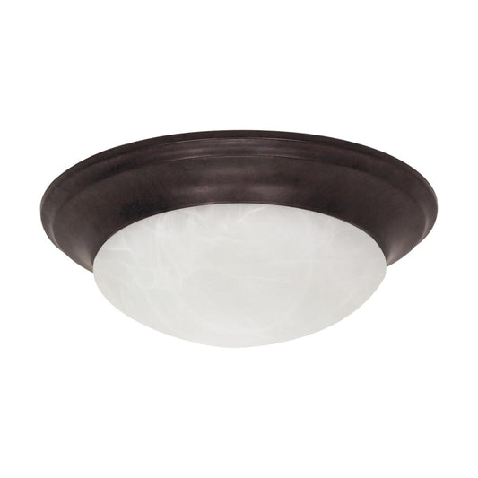 1 Light - 12" Flush with Alabaster Glass - Old Bronze Finish - Satco 60-280