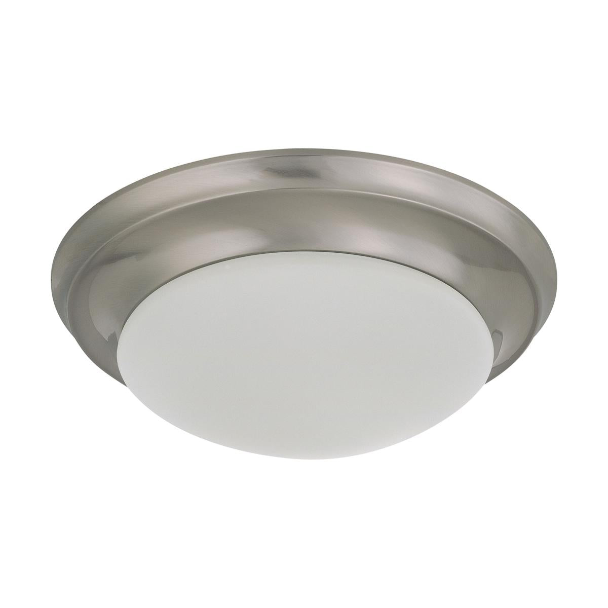 1 Light - 12" Flush with Frosted White Glass - Brushed Nickel Finish - Satco 60-3271