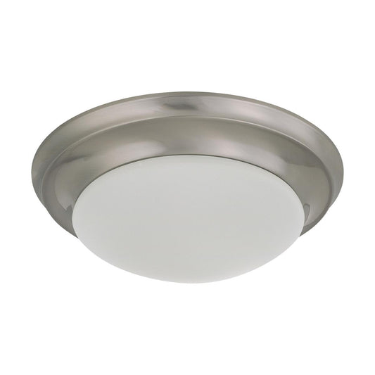 1 Light - 12" Flush with Frosted White Glass - Brushed Nickel Finish - Satco 60-3271