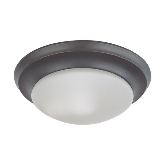 1 Light - 12" Flush with Frosted White Glass - Mahogany Bronze Finish - Satco 60-3175